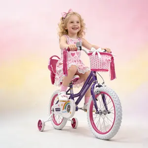 Kids Bike for Girls, 12/14/16/18 Inch Girls Bicycle with Training Wheels, Basket & Doll Seat, Coaster Brake, Easy Assembly Toddler Bike for 2-9 Years Old, Multiple