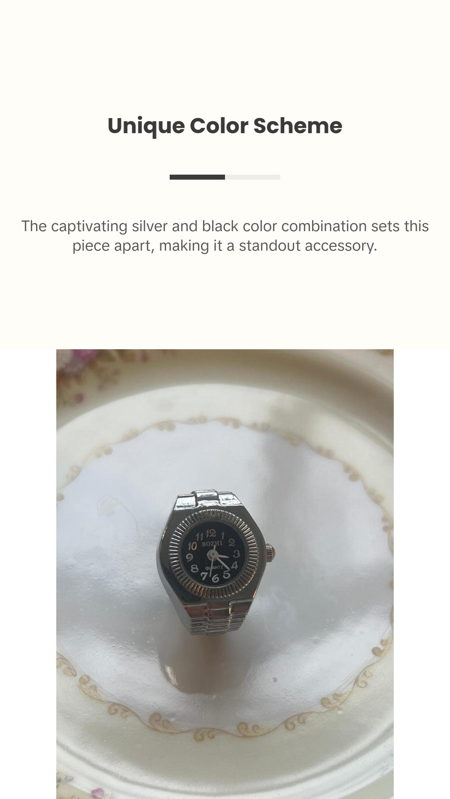 Silver and Black Watch Ring