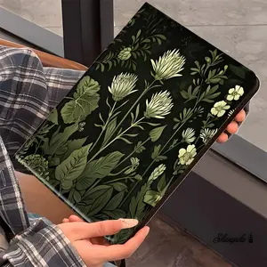 Retro Deep Floral, Flower iPad Book Style Case for iPad Pro 2022-2019, Protective Plant Pattern Cover with pencil slot, suitable for ipad mini pro air, Scratch-resistant ultra-thin protective case, shock-resistant full cover protective case suitabl