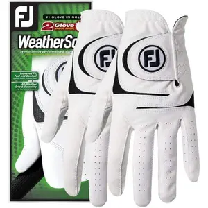 FootJoy Men's Weathers of Golf Glove LG Left Handed, White, 2 Pack - Comfortable Fit for Left Handed Golf Enthusiasts