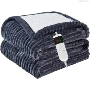 Electric Blanket Heated Throw, Soft Flannel Heating Blanket with 8 Hours Auto Off 10 Fast Heating Levels Machine Washable Sherpa Heated Blanket with Overheating ProtectionXXSTYOUT12