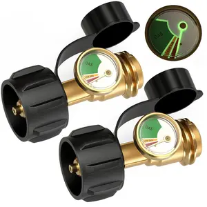 Gauge Level , Universal  Gauge for 5-40lb LP Tanks, Color Coded Gas  Meter for BBQ, RV, Camper, Heater, Leak Detector, QCC1/Type1, Easy to Read, Durable (2 Packs)