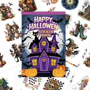 TikTokShopJumpstartSale 524 PCS 54 Sheets Halloween Pumpkin Sticker Book Fun Cute Vinyl Stickers for Scrapbooking DIY Crafts Kids Activity Party Favors Halloween Stickers for Trick or Treat Bags Classroom Activities
