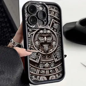Aztec Calendar Pattern Phone Case, TPU Decorative Phone Protector Cover, Phone Accessories for iPhone 16 15 14 13 12 11,for Samsung Galaxy Series