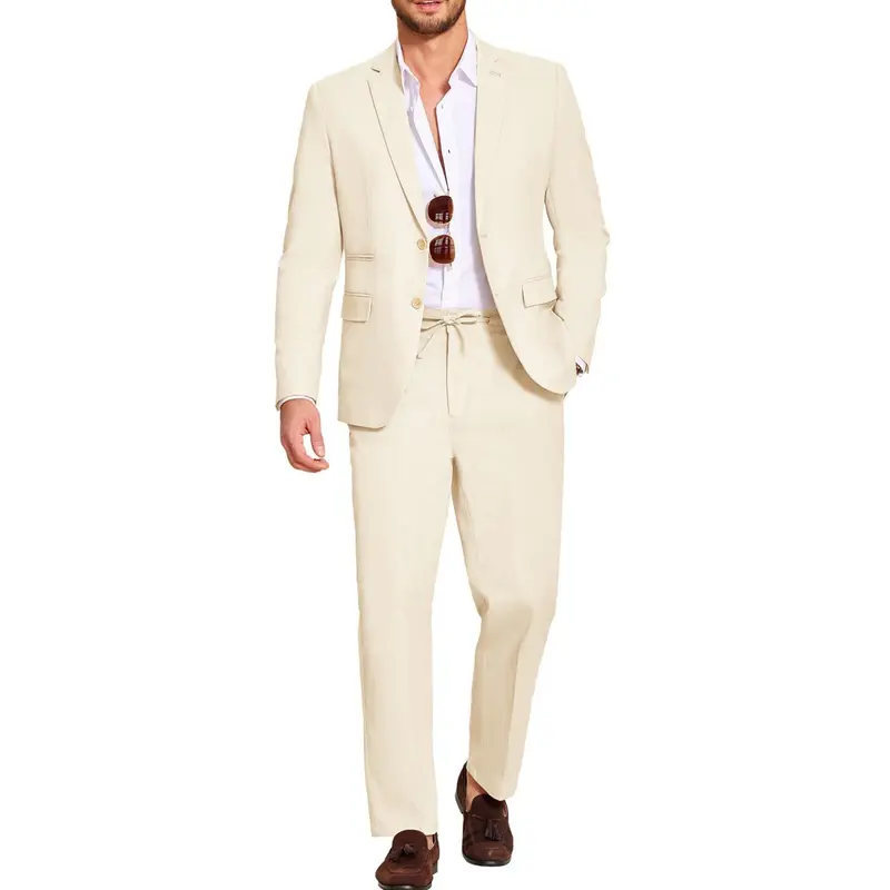 COOFANDY Men's Tracksuit 2 Piece set men Linen Suits Set Regular Fit Casual Lightweight Blazer Jacket and Pants Gift Ideas