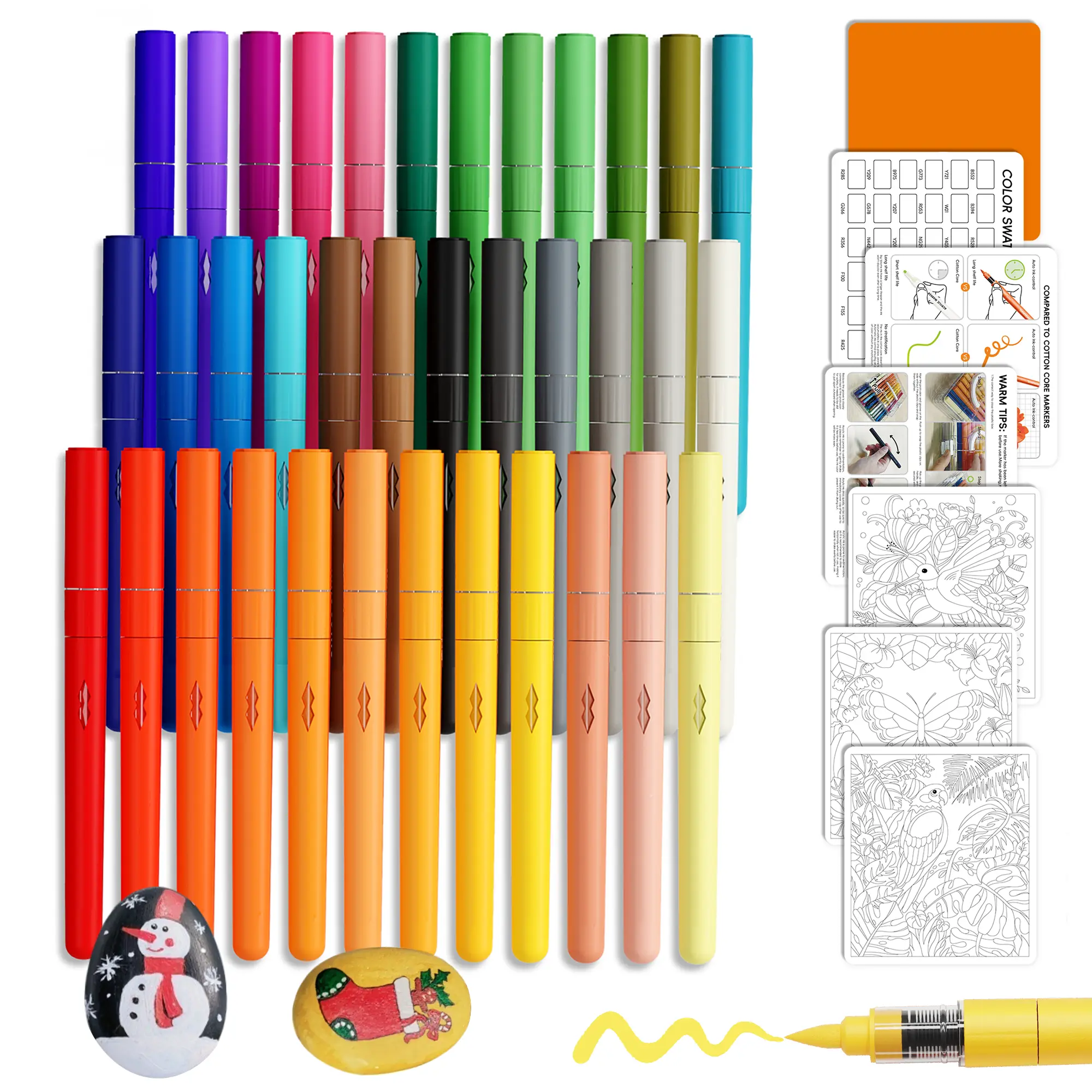 TIMETOME 36-Color Acrylic Paint Markers Set with Transparent Organizer Box, 1-5mm Flexible Brush Tips, Stronger Coverage, Shaking Pen, Waterproof, Fade-Resistant, Hassle-Free for Kids DIY Art & Crafts Supplies