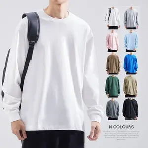 Long-sleeved T-shirt Men's Loose Spring And Autumn Sweatshirt Round Neck White Inner Bottom Shirt Men's