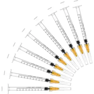 25 Gauge 5/8 inch Needle with Syringe 30Pack ,1ml Luer Lock Disposable Syringes with Needle ,Individually Wrapped