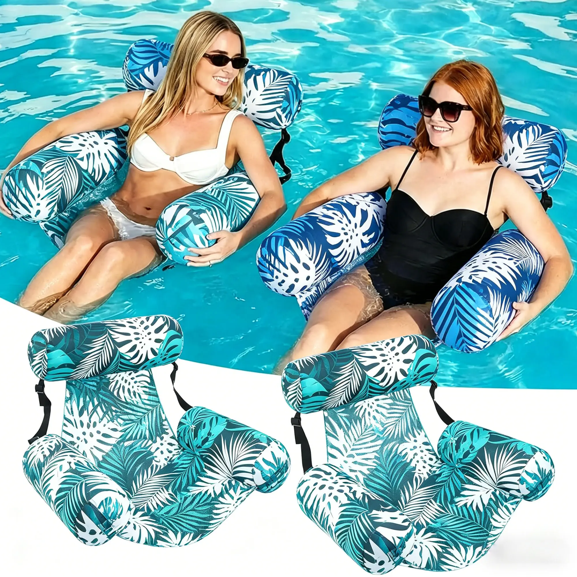Water Hammock Lounger 2-Piece Set, Adult Swimming Floater, Soft Thickened Floating Bed for Pool, Beach, and Lake Relaxation
