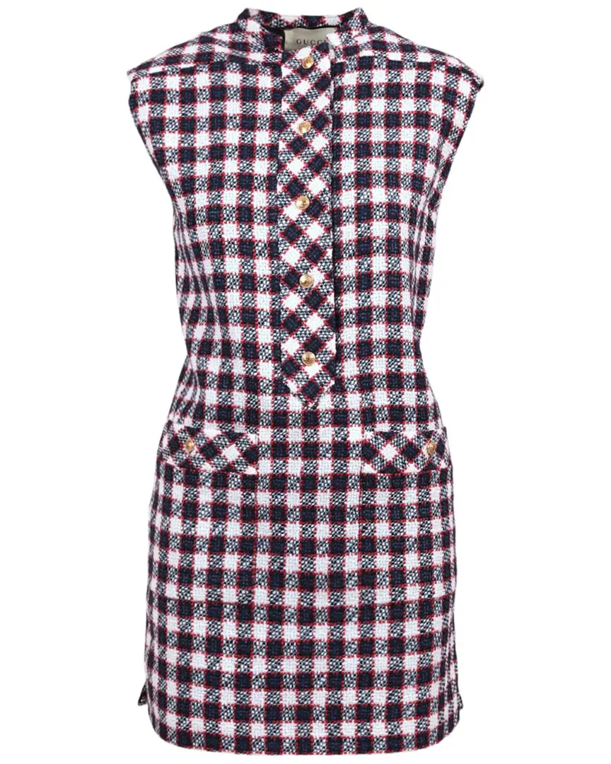 Gucci Check Tweed Tunic Dress