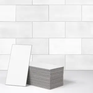 INNO STICKERS 100-Sheet Subway Peel and Stick Backsplash Tile 6" x 3" White 3D Handmade Looks Self Adhesive Wall Tiles for Kitchen Bathroom Shower Fireplace, Covers 12.2 Sq. Ft.