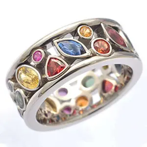 New popular model: Hollow-out diamond-encrusted multi-color ring, exquisite and simple finger ring