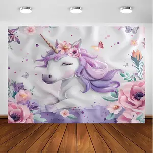 1pc Cartoon Unicorn Tapestry Unicorn Tapestry For Girls Wall Hanging Party Decorations Home Decor For Bedroom Living Room Dorm Backdrop White