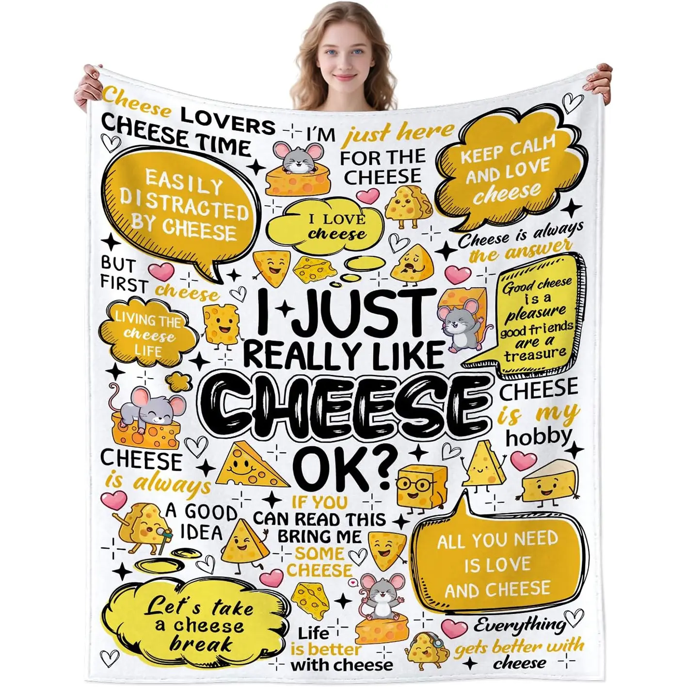 1pc Cheese blanket gift, suitable for men, women, and children of all ages; blanket decorated with unique cheese patterns; flannel blanket as a gift for your wife.