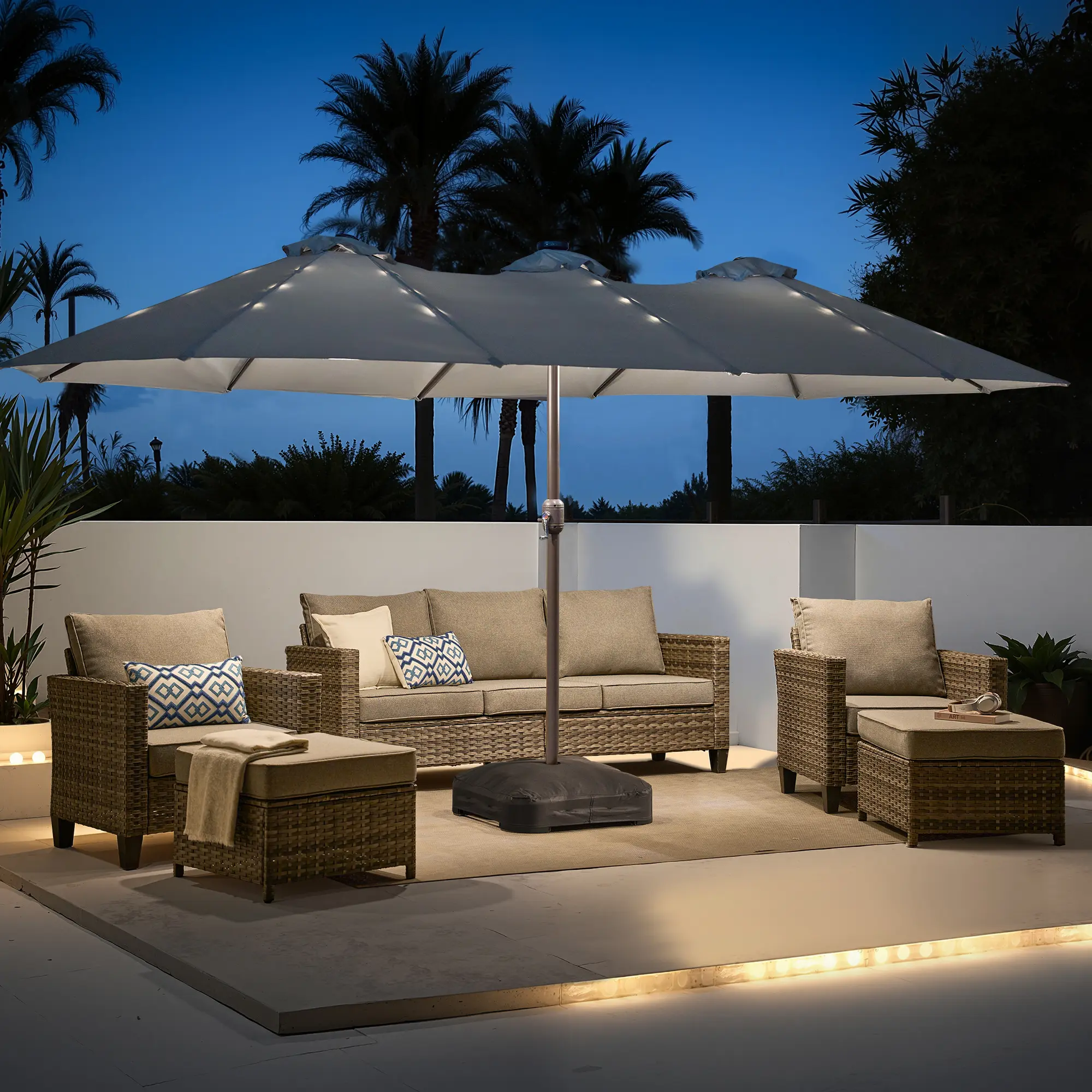 Light Grey With Solar Warm Lights