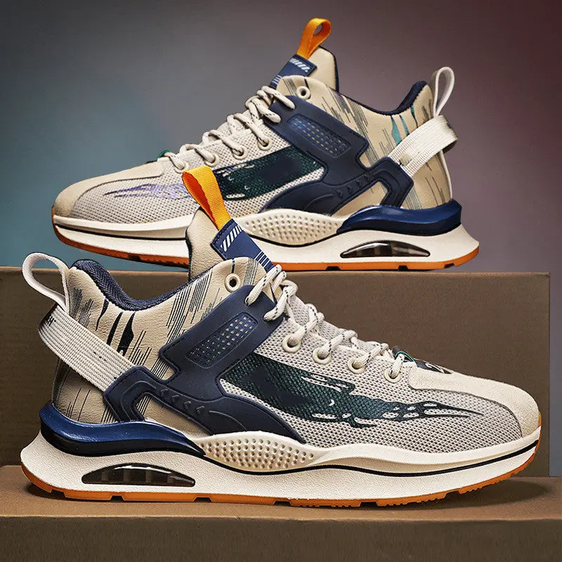 Men's Casual Platform Laces Casual Trainers - Lace-Up Closure, Color-Coordinated Design, Sizes 39-44
