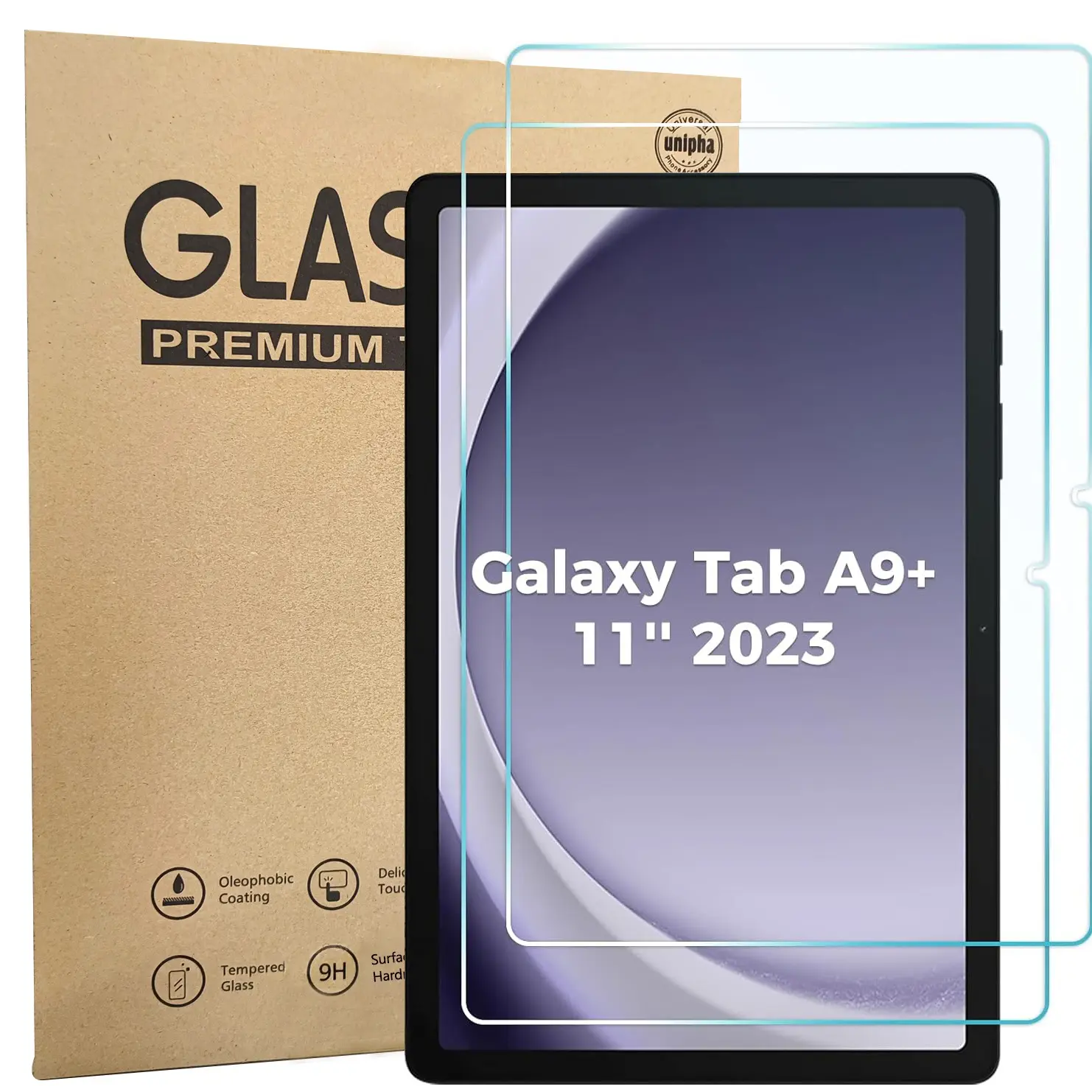 ProCase 2 Pack Protective Screen Protector Cover Set, Tablet Screen Protectors for Galaxy Tab A9 Plus 11 Inch 2023, Protection HD Clear Tempered Glass 9H Durability Film Guard for 11" Tab A9+ 5G Tablet (SM-X216B)
