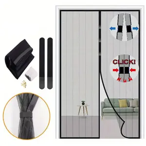 1pc Heavy-duty Magnetic Screen Door, with Full-frame Hook and Loop, Durable Polyester Net Curtain, Used for Fresh Air Circulation, Easy Entry for Pets, and Pest Prevention, Screen Door Mesh