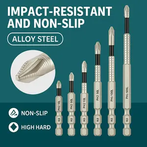 K5 Impact-Resistant and Non-Slip Bit,Impact Driver Bit Set,Titanium Alloy Impact Non-Slip Cross Head,High Magnetic Screwdriver Drill Bit