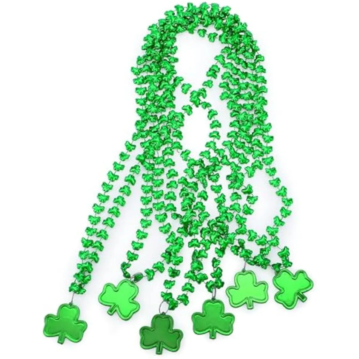 18 Pcs St Patricks Shamrock Necklaces Irish Clover Green Bead Pendant Necklace St. Patrick's Day Party Costume Necklace Dressing-up Accessories Saint Patricks Decorations Party Favor Supplies
