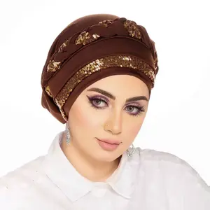 Women's Sequin Turban Hats and Braid Twist Caps for Cancer and Chemotherapy - Stylish Beanies and Headwraps for Hair Loss Cover