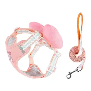 Pet Bow Tie Harness and Leash Set, Dog Vest with 120cm Leash, Snap Buckle Dual Layer Protection, Comfortable Breathable, All Seasons, Harness Leash Combo