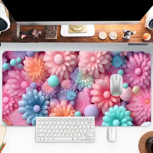 Flower Pattern Mouse Pad, Large Mouse Pad, Rectangle Gaming Mouse Pad, Office Desk Keyboard Mouse Mat for Home Office Game Room Desk