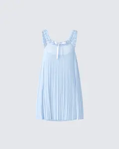 Olwen Baby Blue Plisse Mini Dress