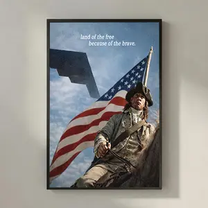 Land of the Free Because of the Brave Poster (No Frame), Patriotic Wall Art, American Flag Military Print, 4th of July Home Decor