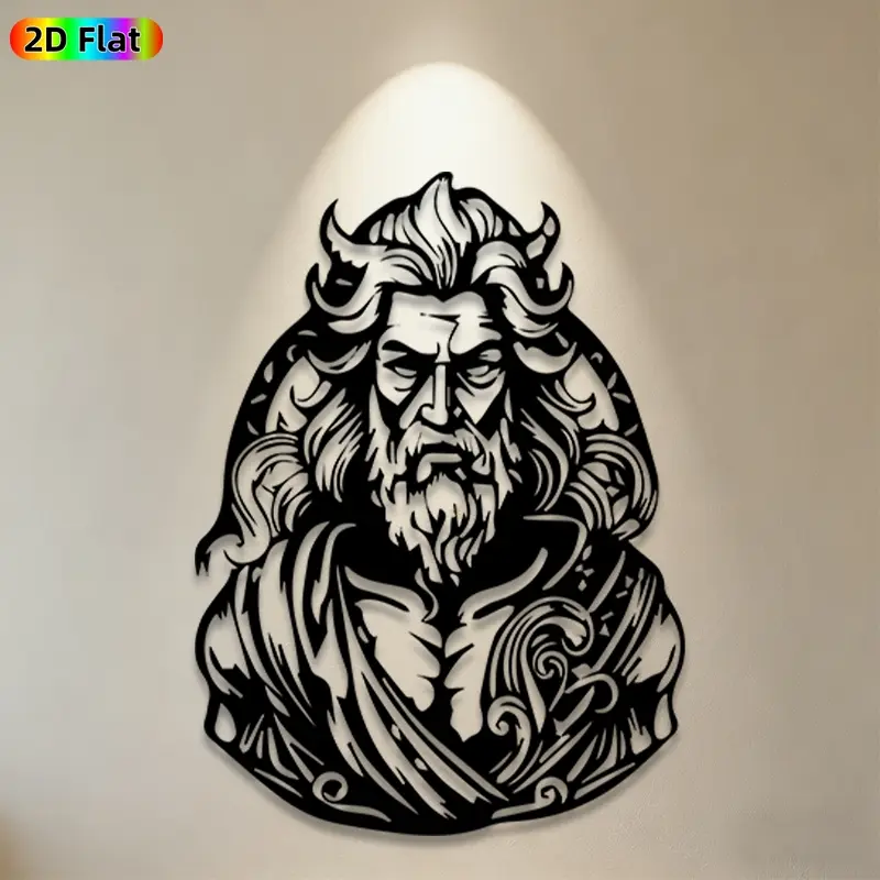 1pc Poseidon Metal Wall Art,Poseidon Statue Mural, Ideal Gift for New Year, Christmas, Mythology Enthusiasts, Rust-Resistant Metal Wall Decor Wall Sculptures, Perfect for Outdoor Fence & Indoor Wall Mythology Decor Enthusiasts