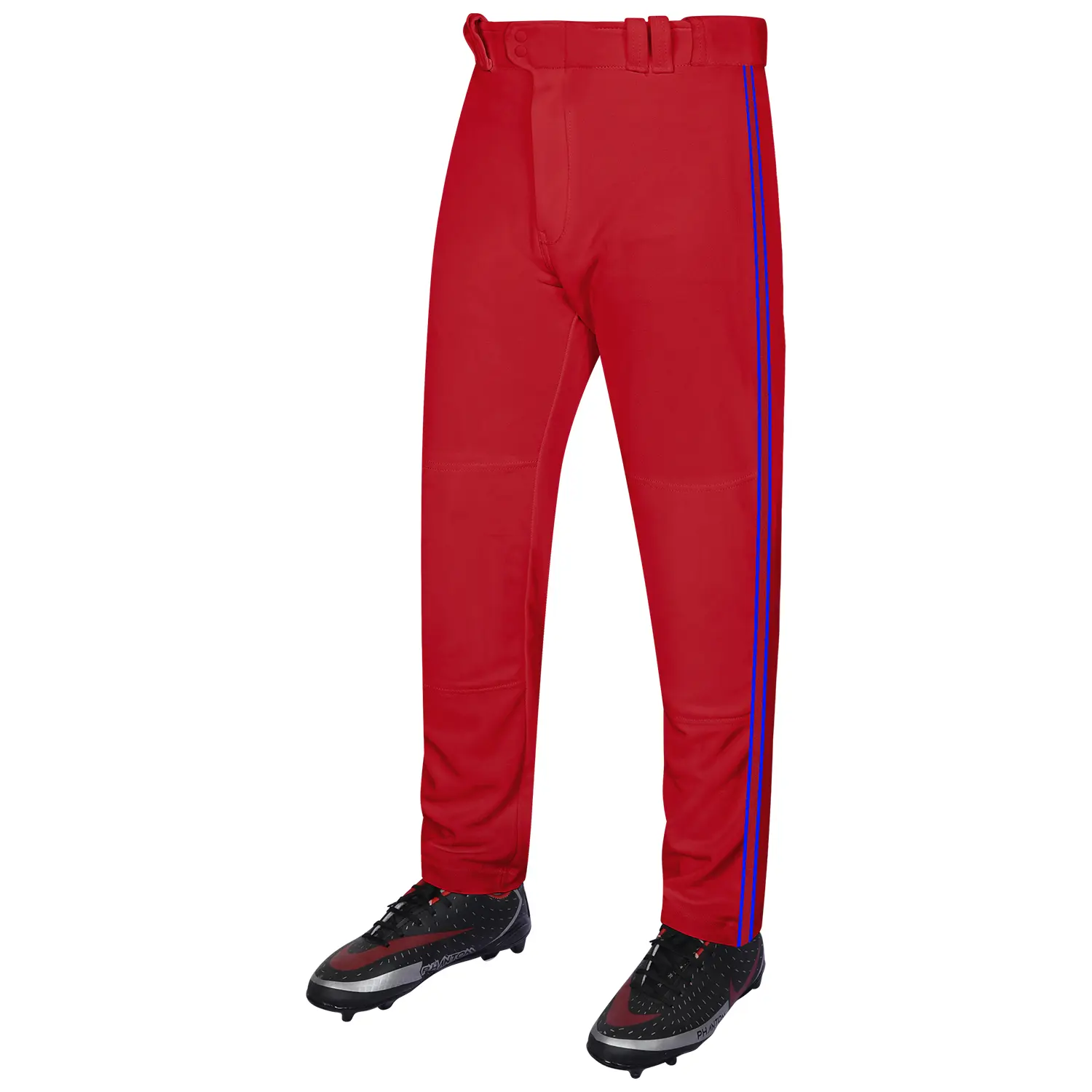 Exxact Sports Men's & Youth Baseball Pants - Relaxed Fit, Open Bottom Striped Polyester with Reinforced Knees, Anti-Odour Fabric for Practice/Game, Male, Stretchable, Multi-Size, All Seasons