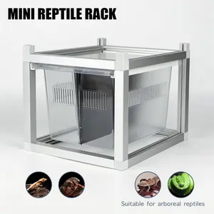 Stackable Reptile Rack with Base, 13x10x8 Inch Reptile Rack Drawer System with Bins, Modular Stackable Gecko Breeding Enclosure with Removable Divider & Ventilated Lid – Expandable up to 6 Levels  Versatile Terrarium tank