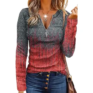 Flamingals Colorblock Half Zip Long Sleeve T-Shirt