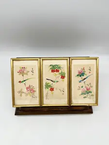 1930's Chinese Hand-painted Silk Birds (Framed Set of 3)