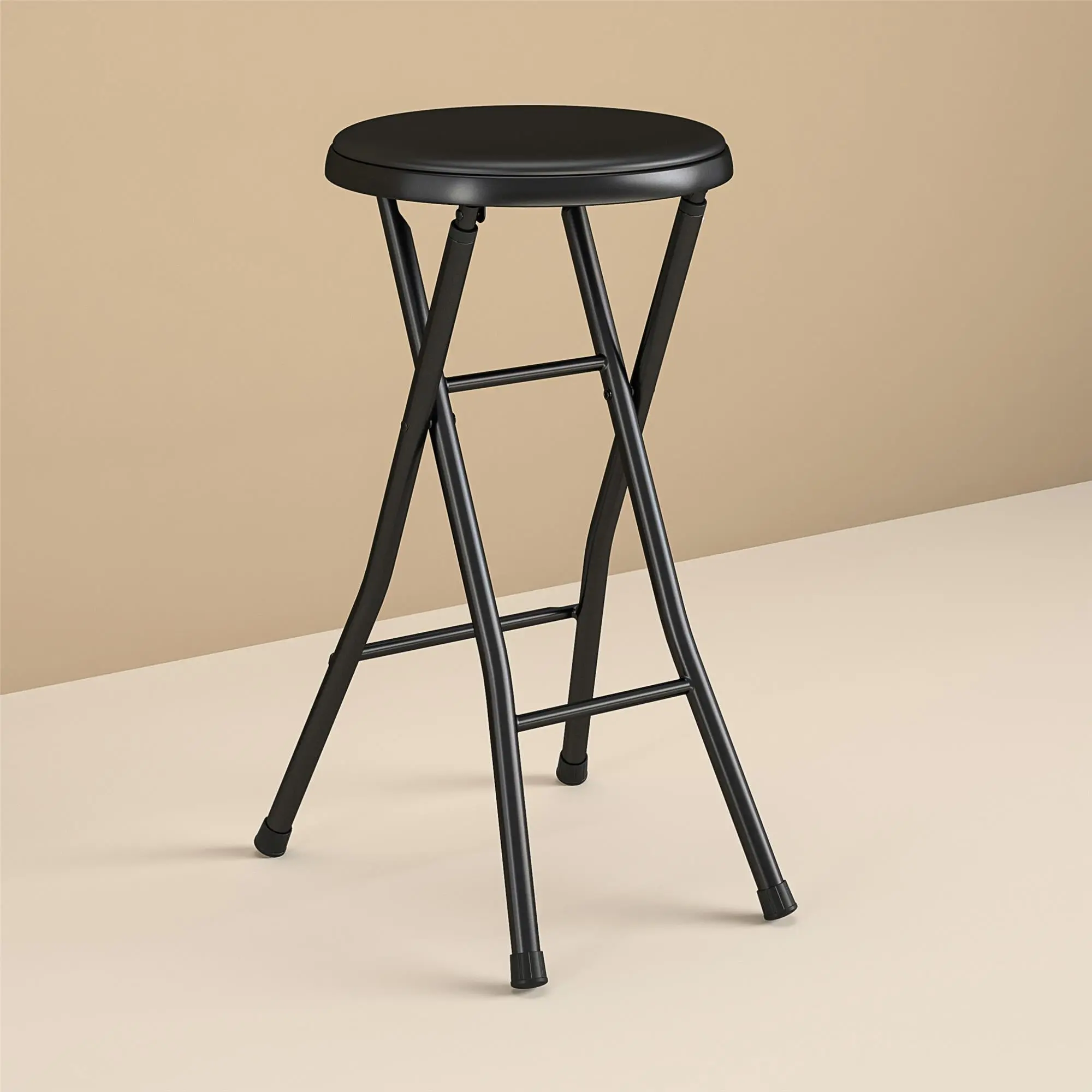 Mainstays Folding Vinyl Padded Counter Stool, Black