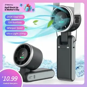 KIMWIND Portable Handheld Turbo Fan, 5 Gear Wind,4000mAh Battery Operated, Up to 13 Working Hours, 3 IN 1 Hand Fan Rechargeable with Air Turbo Tech Cooling Fan for Outdoor Activities, Travel, Working, Summer Selected Products
