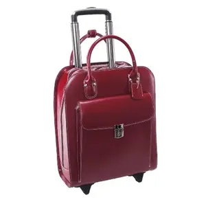 212 MAIN Uptown Leather Vertical Wheeled Ladies Briefcase - Leather Business Bag, Red, 15.6 in. Laptop Compatible, 13.5x6x16 in. Dimensions