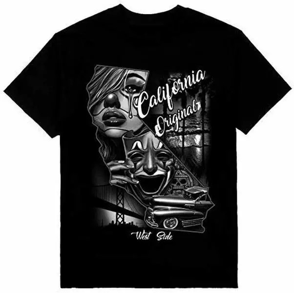 California Original West Coast Graphic Menswear T-Shirt - Round Neck Shortsleeve Cotton Top, Unisex Casual Streetwear for West Coast Culture Fans, Tshirt