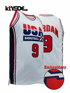 Men's #9 White Basketball Jersey, USA Patch Print + Embroidery, Loose Fit Sleeveless Crew Neck Tank Top, Suitable For Basketball, Sports, Running, Streetwear, Unisex Spring