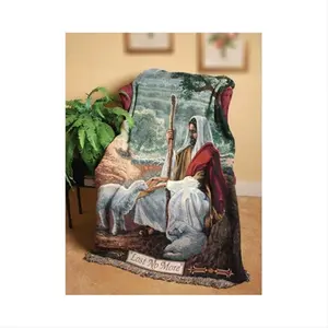 212 MAIN Lost No More Cotton Throw Blanket, Colorful Jacquard Woven, 50x60 in., Artistic Tapestries, Artwork Tapestries, Home Bedroom Wall Hanging Decor