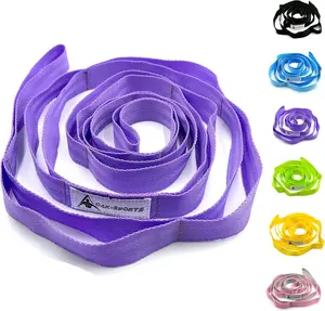 Stretching Strap Yoga Strap with Loops, Stretch Straps for Physical Therapy, Non-Elastic Exercise Strap for Pilates, Dance and Gymnastics with Workout Guide Oak-Sports