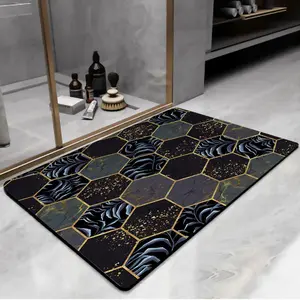 Marble Pattern Bathroom Mat, 1 Count Non-slip Rectangular Soft Floor Rug, Decor for Home Bathroom Bedroom