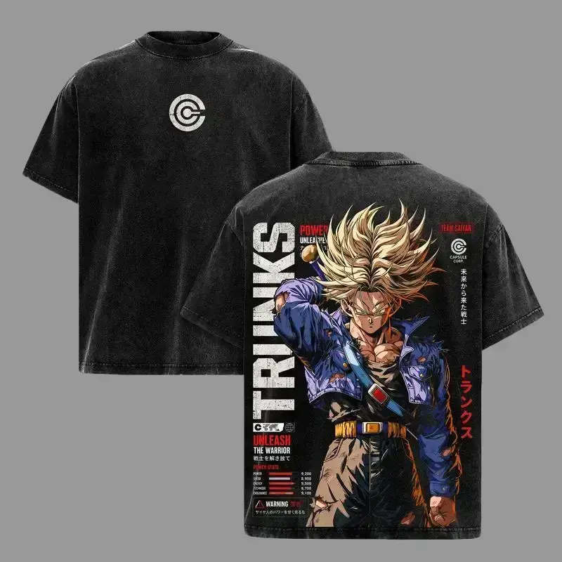 Trunks DBZ T-Shirt, Future Trunks Capsule Corp Graphic Tee, Back Print Vintage 90s Anime Shirt, Graphic Tees Men, Trendy Tshirts, Men's T Shirts, DBZ Streetwear, Unisex Cotton Distressed Tee, Merch For Men, Men Fashion Graphic Tee,Everyday Casual Outfits
