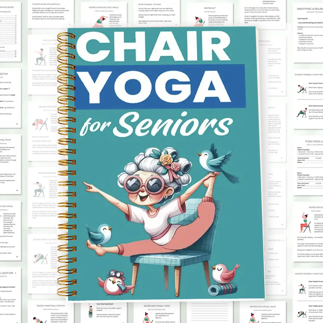 1pc 5.5x8.3in Elderly Chair Yoga Exercise Notebook with Illustrated Poses & Progress Tracking Senior-Friendly Yoga Journal, Durable Spiral Bound Notebook for Home Gym, Office & Chair Yoga Classes