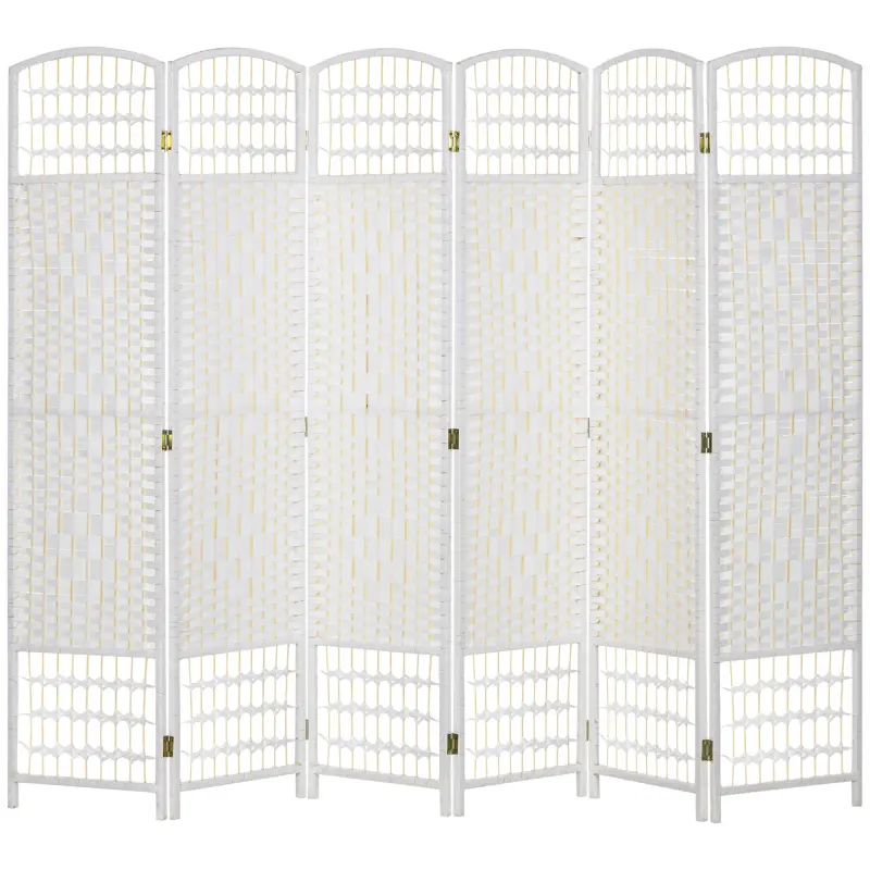 6 Panel Room Divider, Folding Privacy Screen, 5.6' Room Separator, Wave Fiber Freestanding Partition Wall Divider for Rooms, Home, Office, White(Using high-quality and premium materials)
