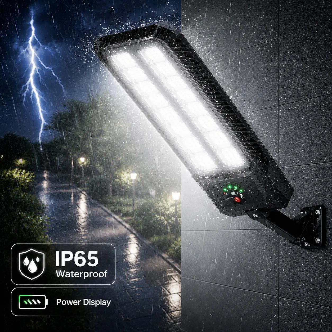 Solar Street Light Outdoor, 5500K 20000LM Waterproof LED Solar Flood Light with Motion Sensor & Remote Control, Dusk to Dawn Solar Security Light for Garage/Yard/Garden/Pathway
