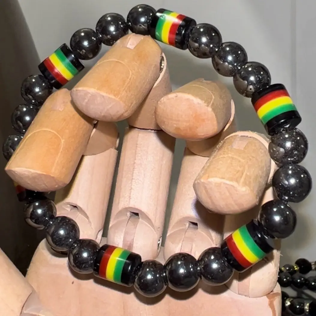 Rasta Hematite Bracelet—stretch bracelet
