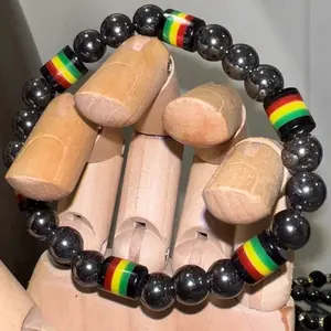 Rasta Hematite Bracelet—stretch bracelet