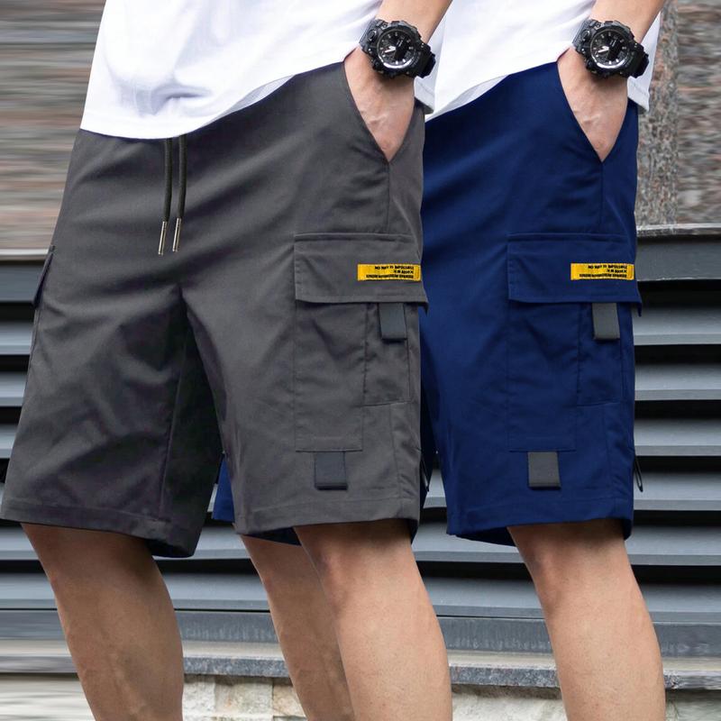 2 Pieces Men's Shorts, Casual Loose Shorts, Perfect Choice, Large Pocket Work Shorts, Summer Work Five-Point Pants