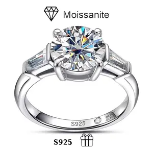 3 Carat Moissanite Engagement Ring 925 Silver Women's Accessory Closed Ring